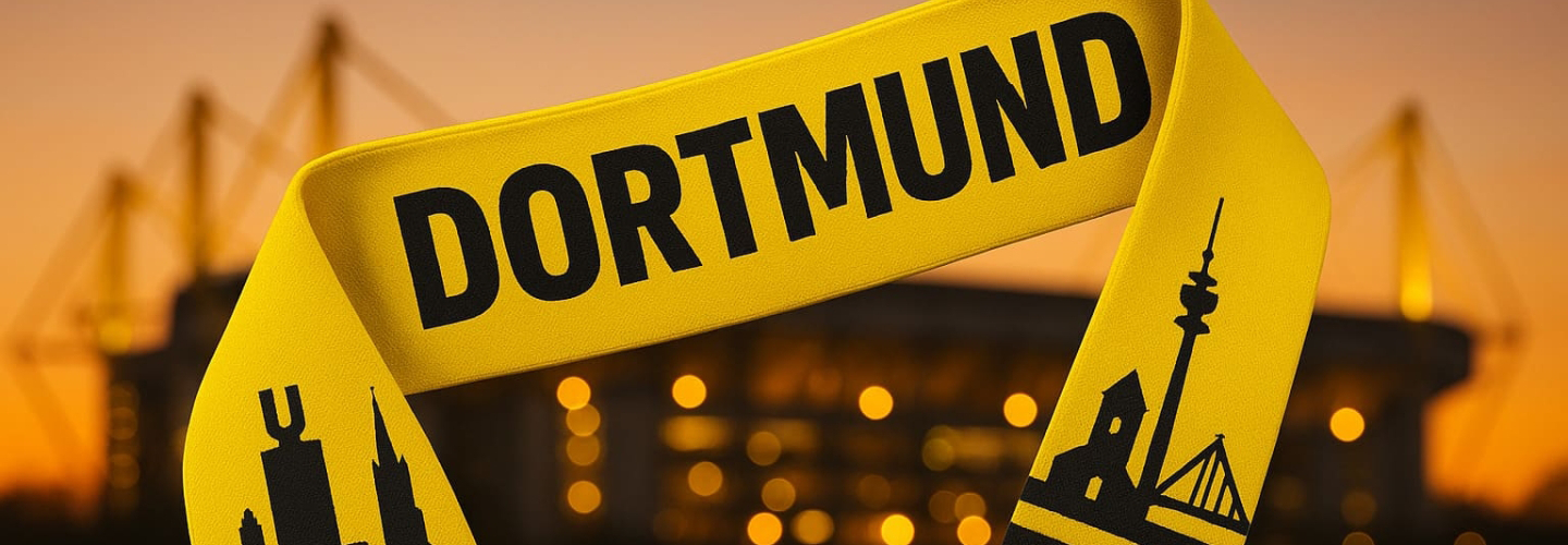 Dortmund Fanschal in Gelb-Schwarz mit Dortmunder U,...