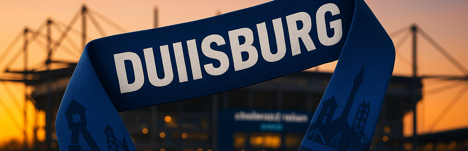 Duisburg Fanschal in Blau mit Zechen-/Stadtsilhouette vor...