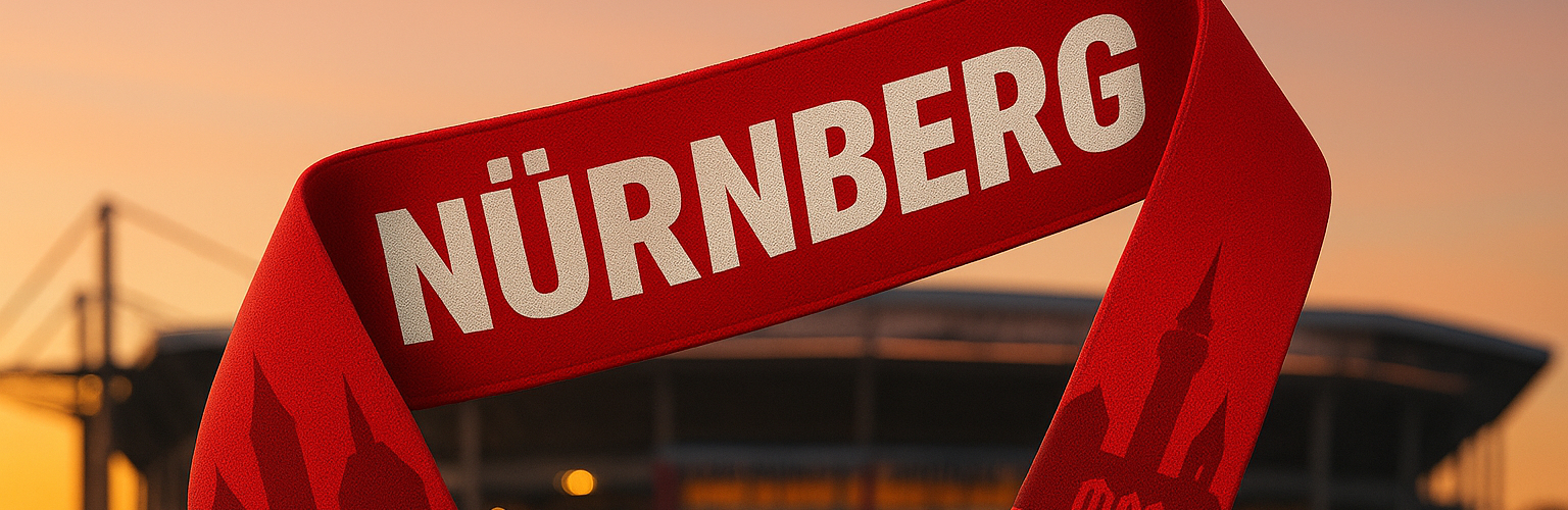 Nürnberg Fanschal in Rot mit Stadtsilhouette vor dem...