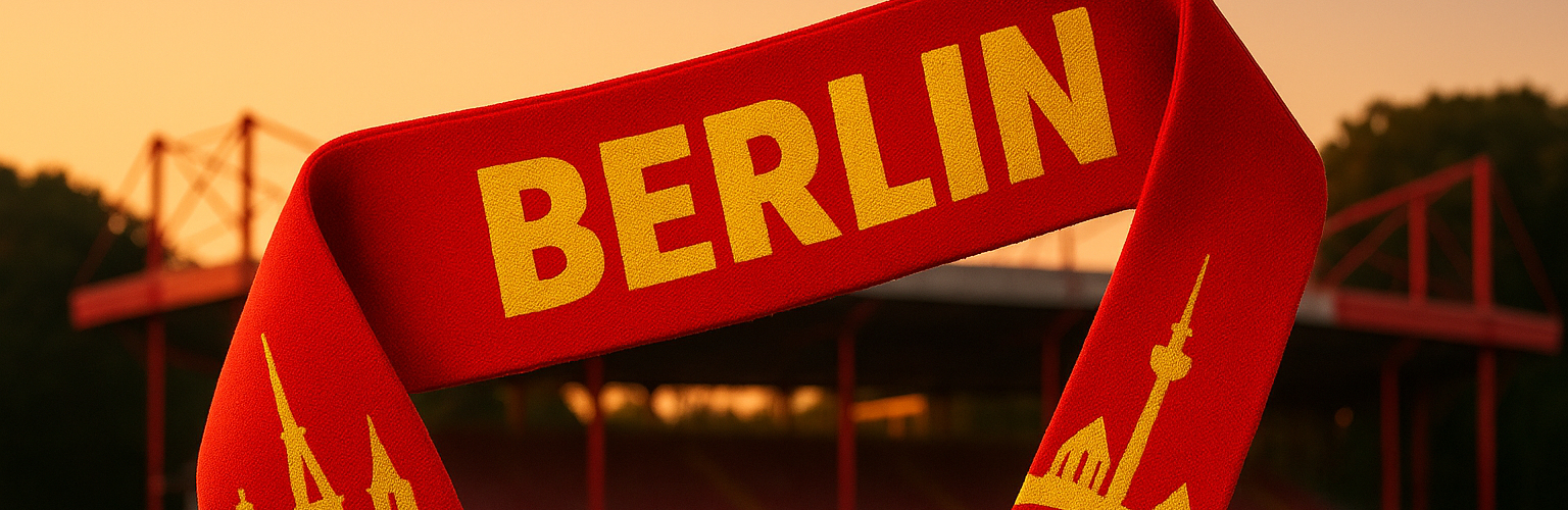 Union Schal in Rot-Gelb mit Stadtsilhouette vor der Alten...