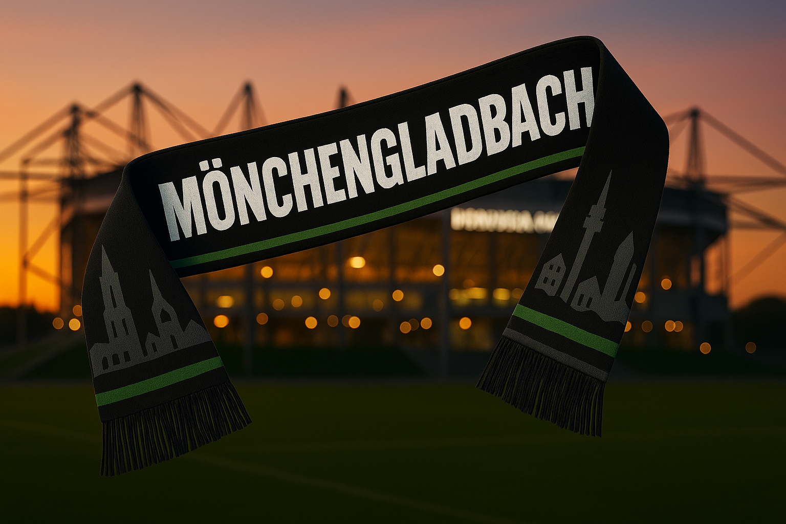 Mönchengladbch Fanschal in schwarz grün mit...