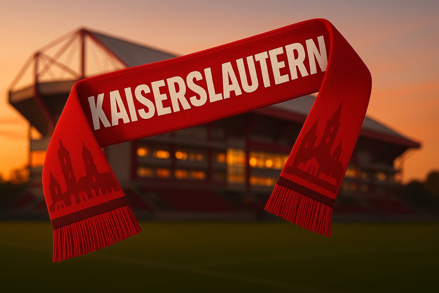 Kaiserslautern Schal in Rot mit Stadtsilhouette vor dem...