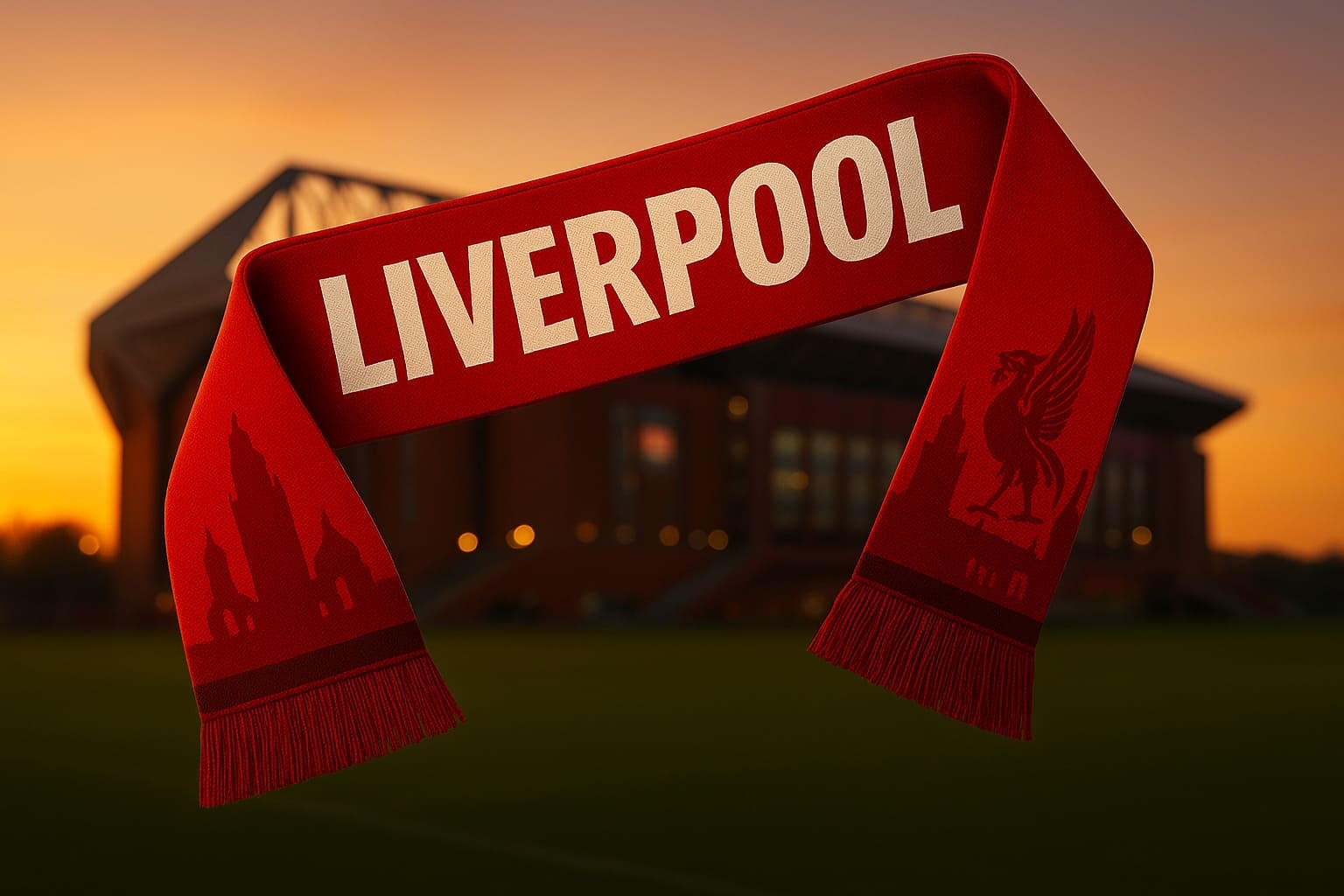 Liverpool Fanschal in Rot mit Liverbird- und...